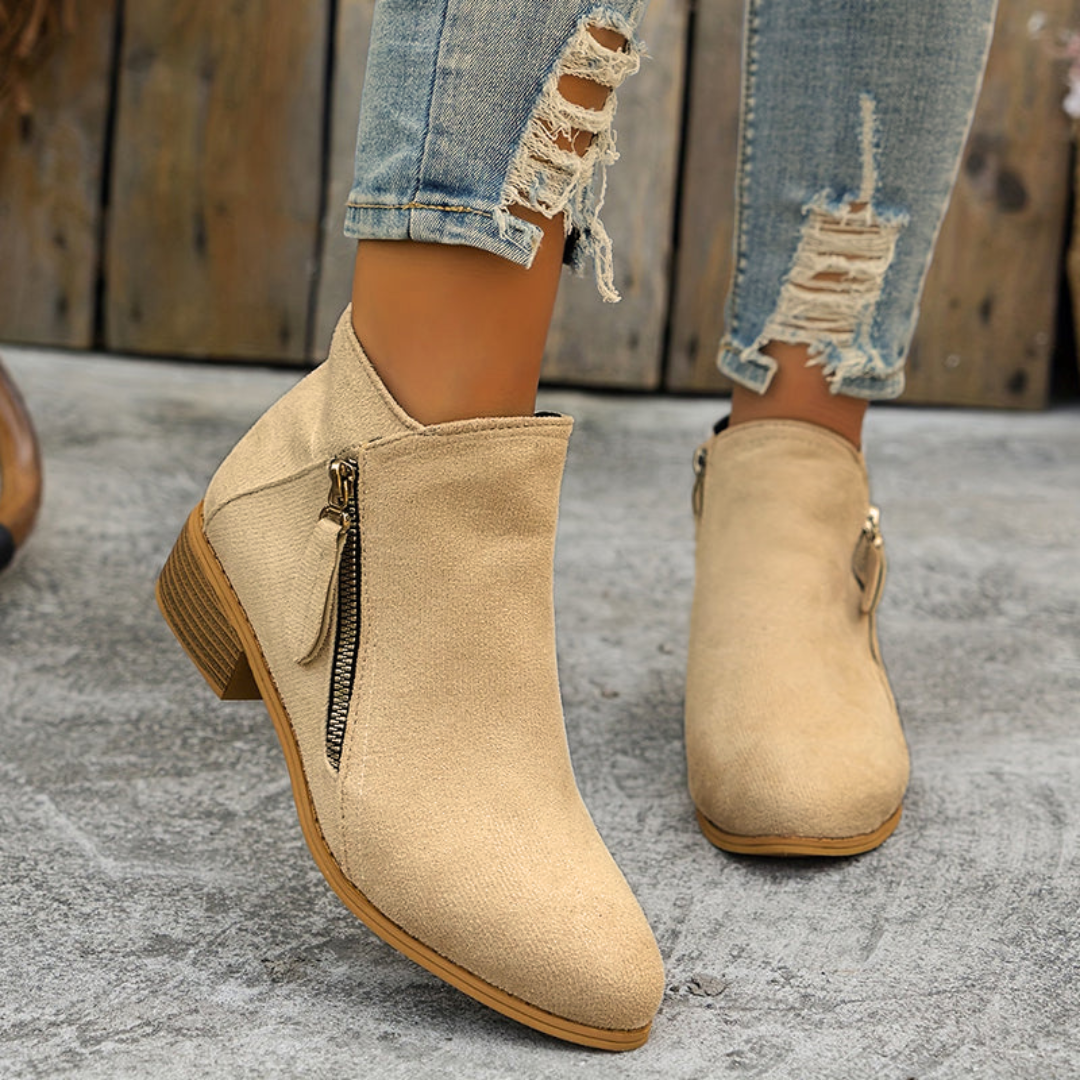 Joëlle - Chaussures Zippées Talon Bloc