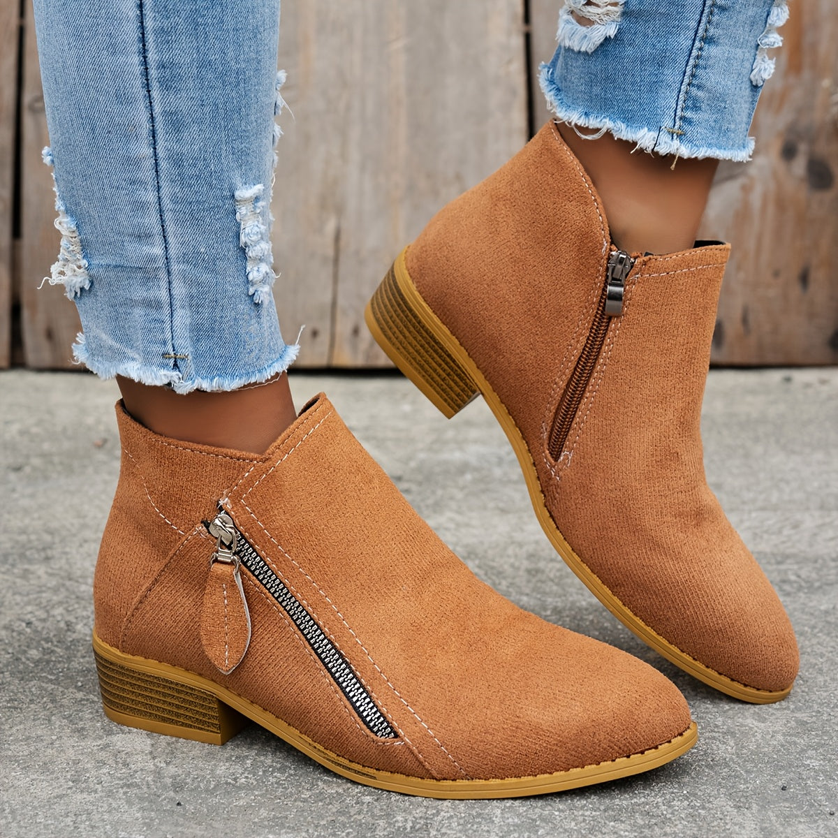 Joëlle - Chaussures Zippées Talon Bloc