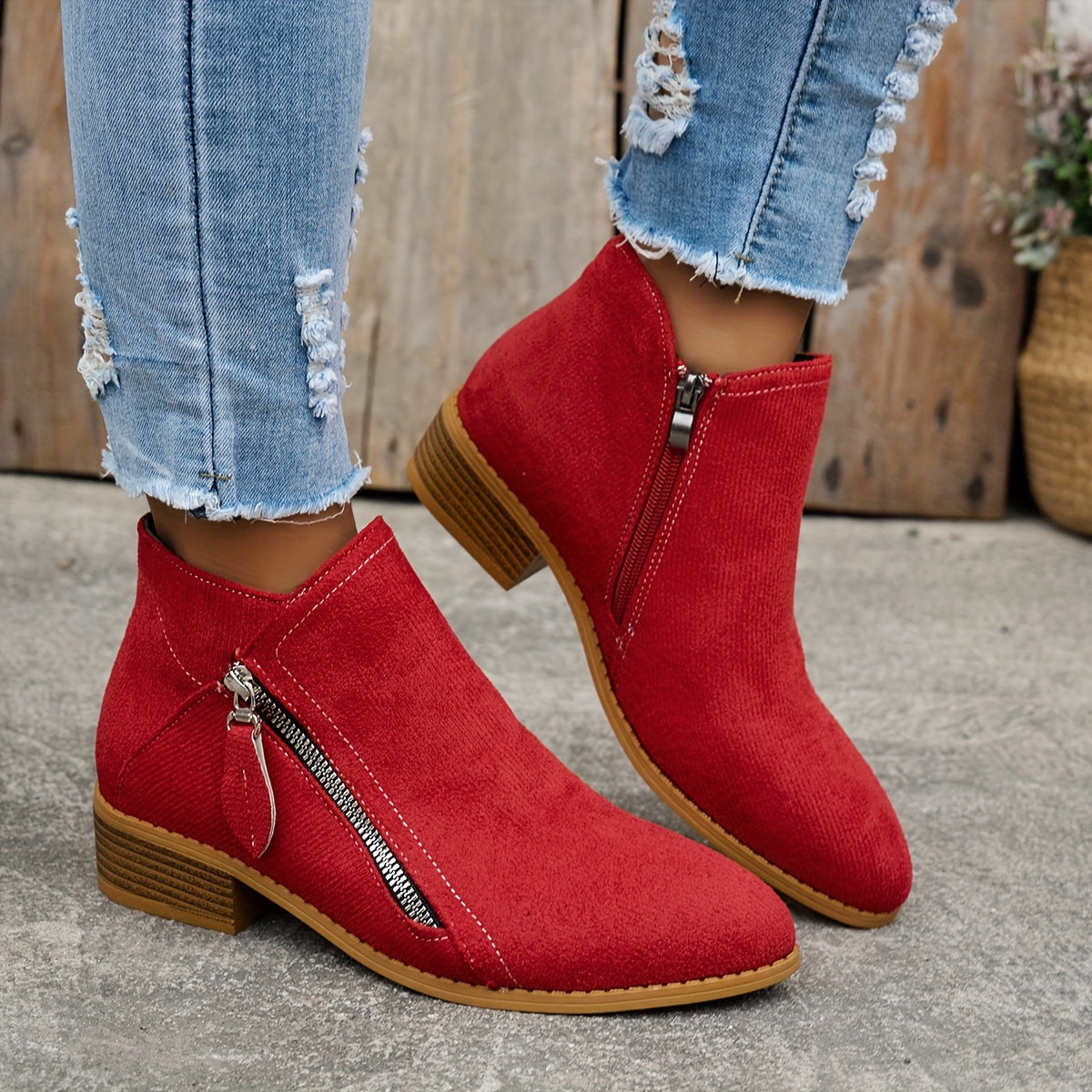 Joëlle - Chaussures Zippées Talon Bloc