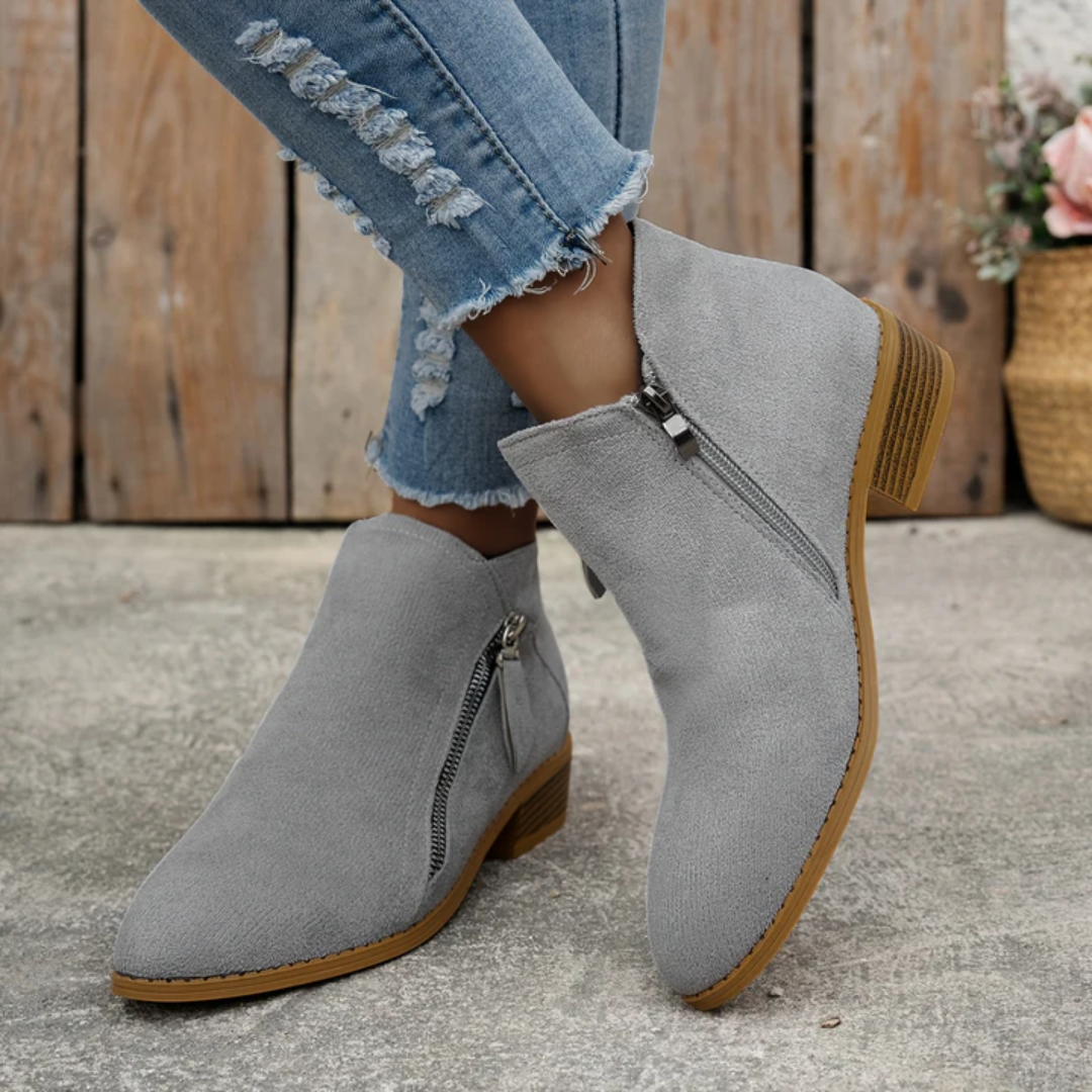 Joëlle - Chaussures Zippées Talon Bloc