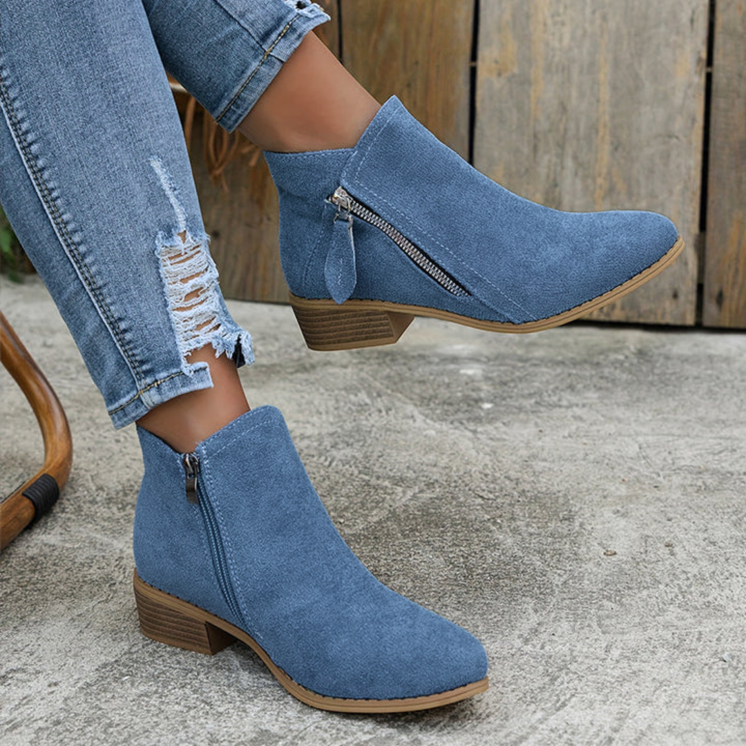 Joëlle - Chaussures Zippées Talon Bloc