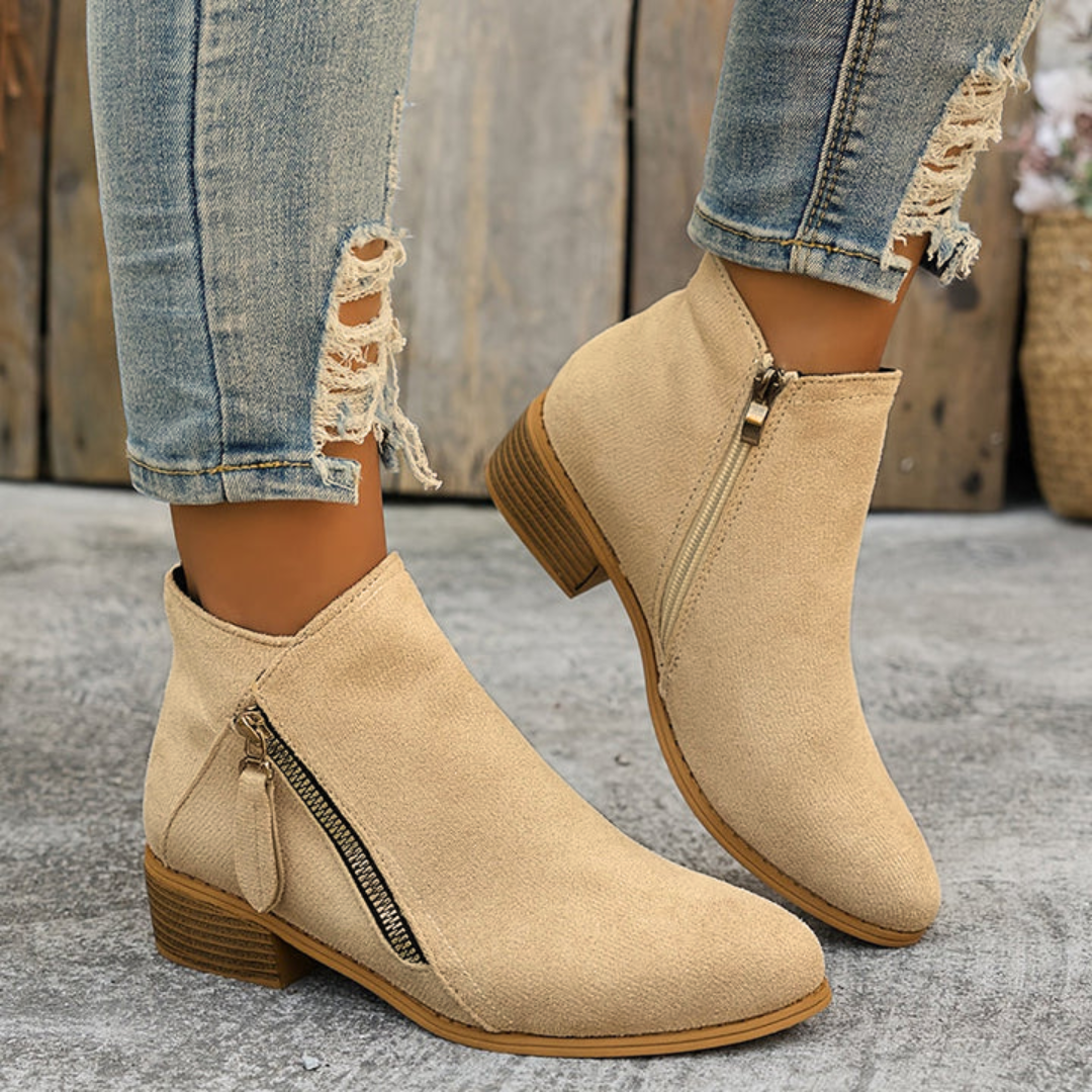 Joëlle - Chaussures Zippées Talon Bloc