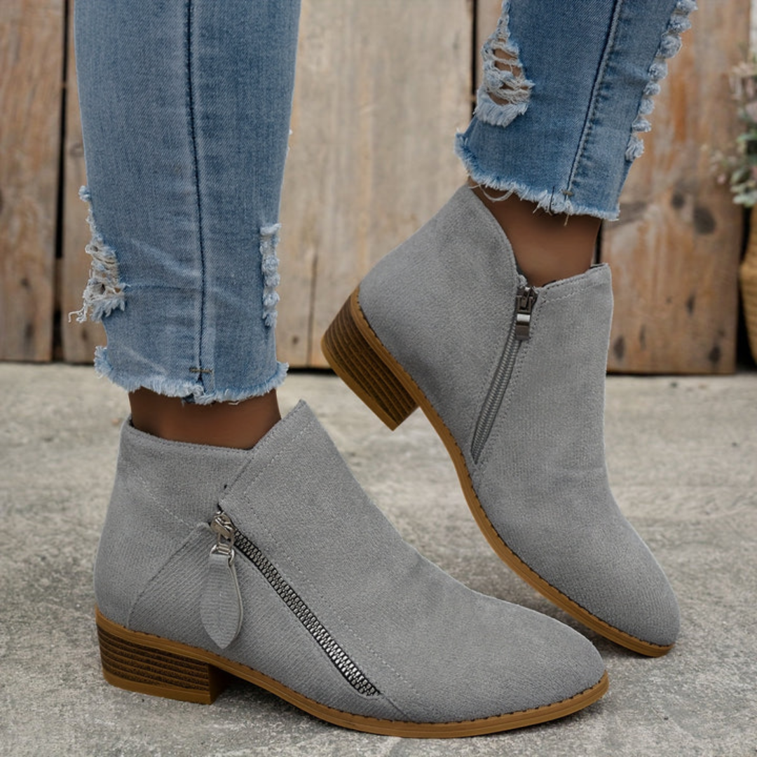 Joëlle - Chaussures Zippées Talon Bloc