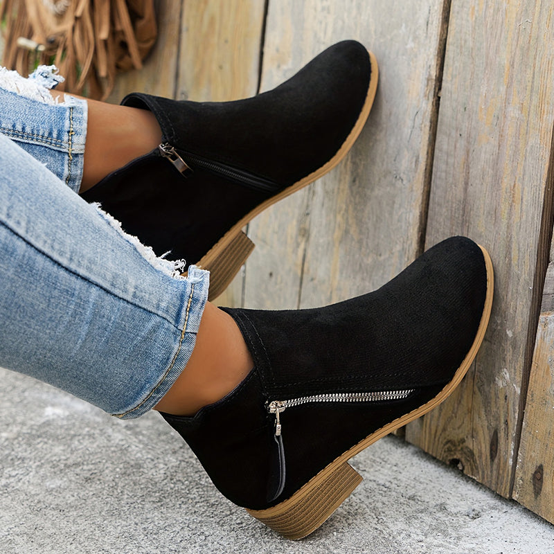 Joëlle - Chaussures Zippées Talon Bloc