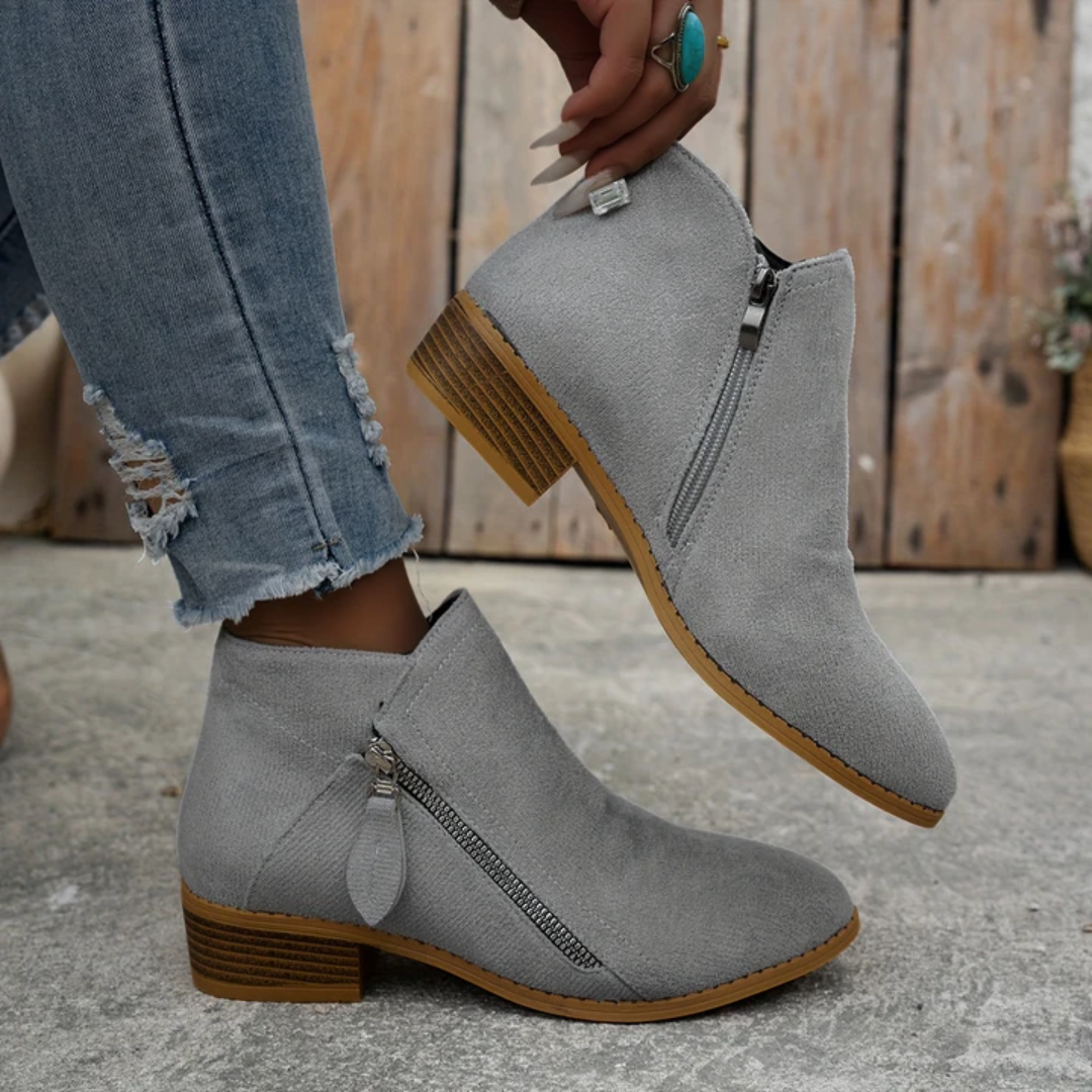 Joëlle - Chaussures Zippées Talon Bloc