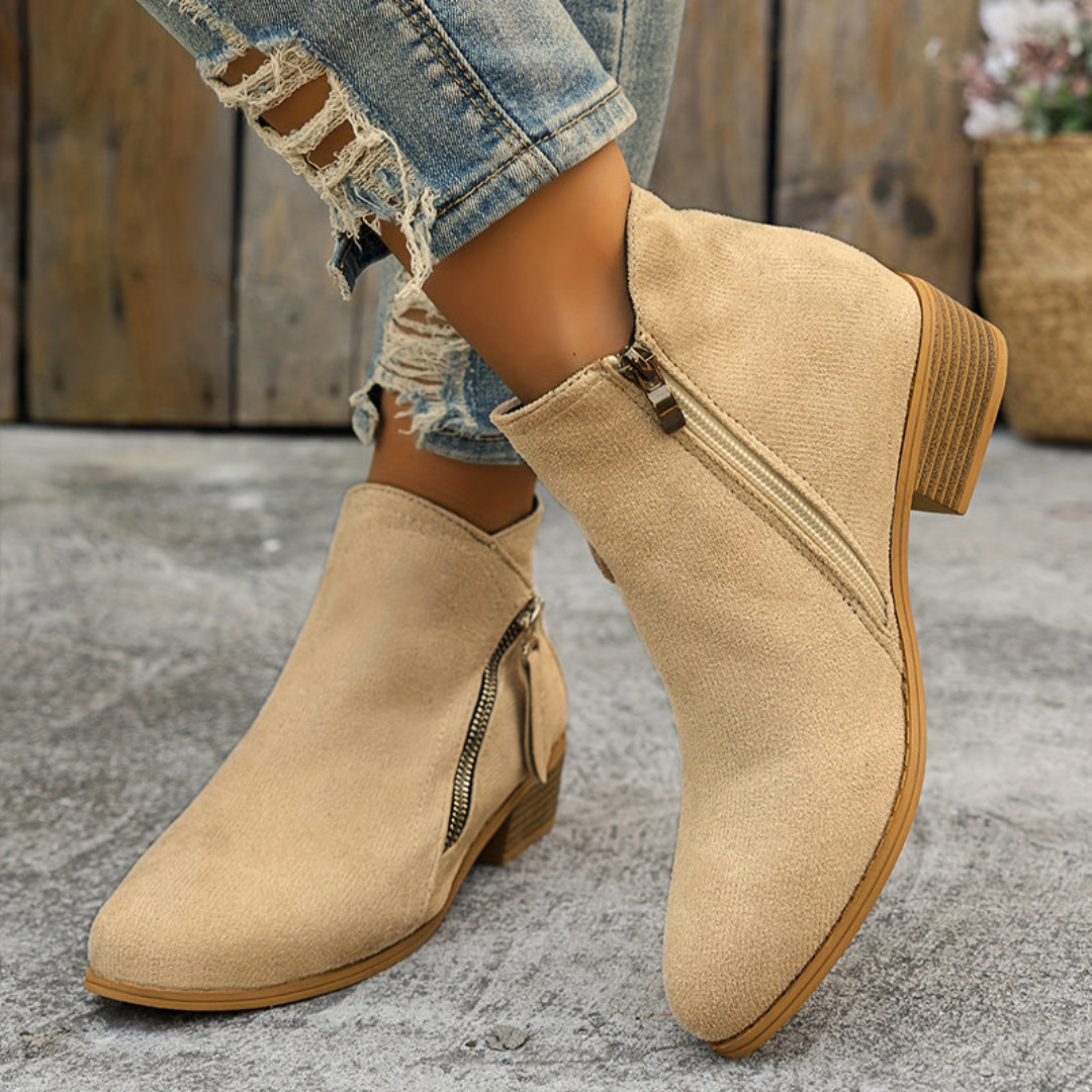Joëlle - Chaussures Zippées Talon Bloc