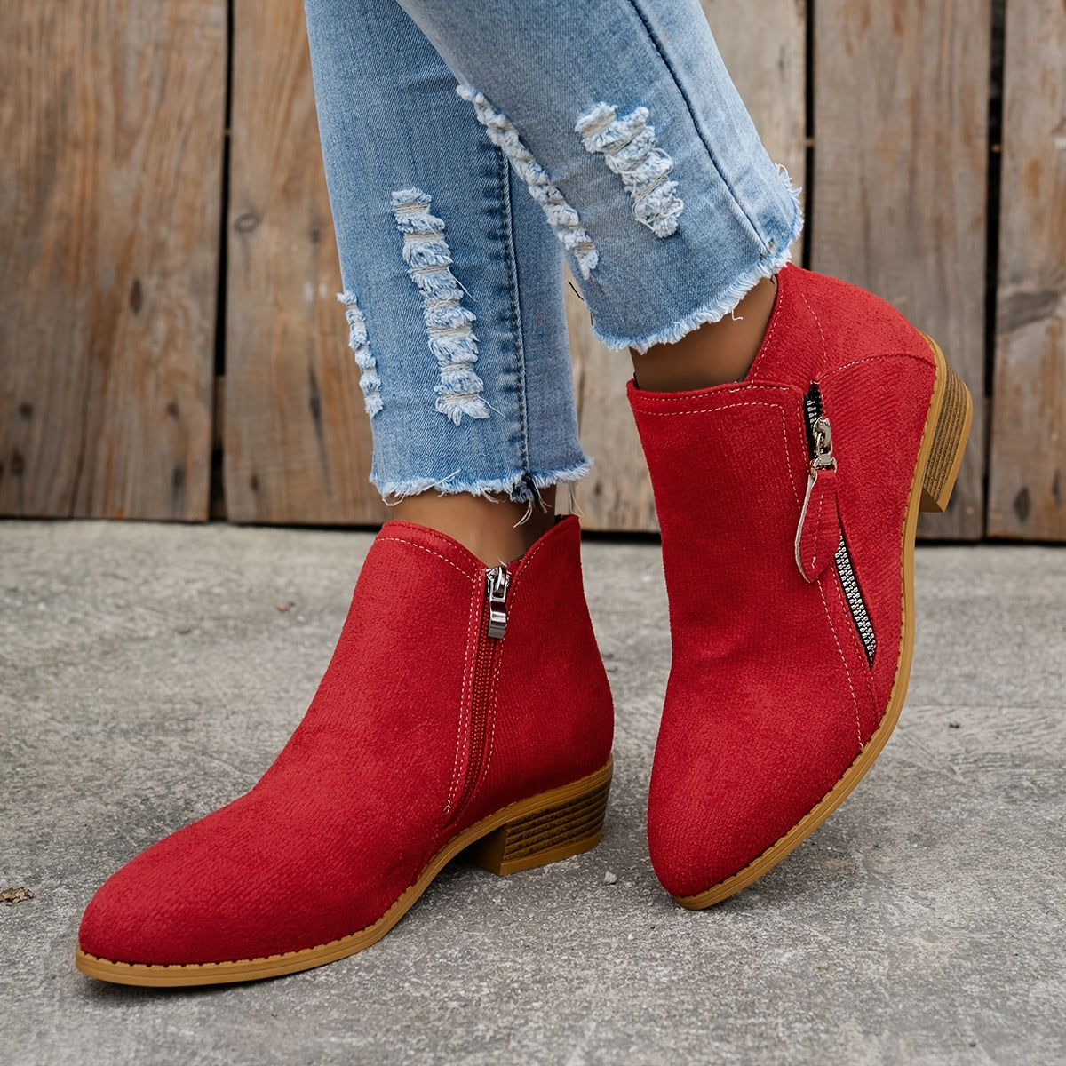 Joëlle - Chaussures Zippées Talon Bloc