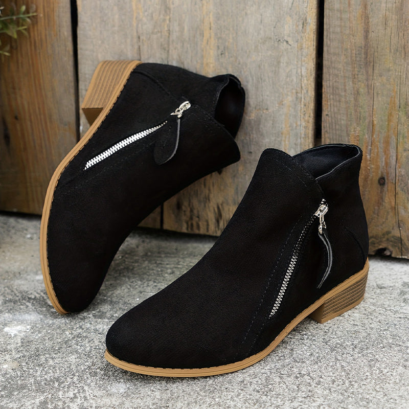 Joëlle - Chaussures Zippées Talon Bloc