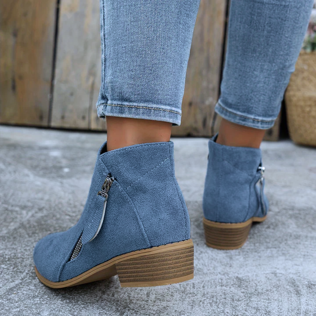 Joëlle - Chaussures Zippées Talon Bloc