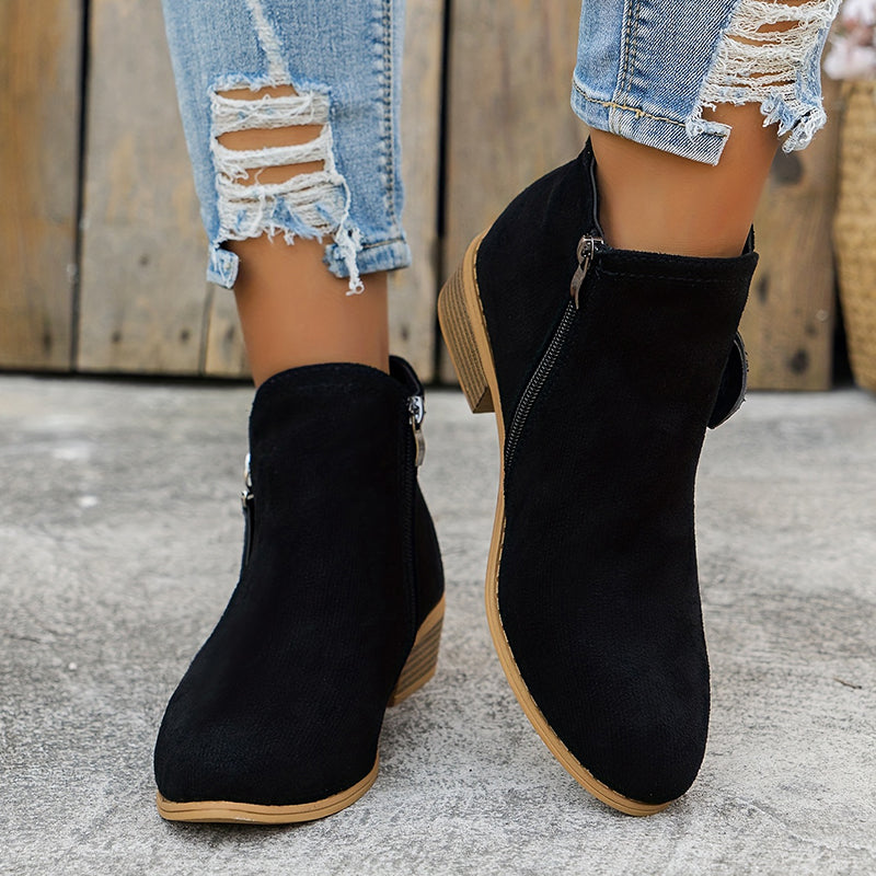 Joëlle - Chaussures Zippées Talon Bloc