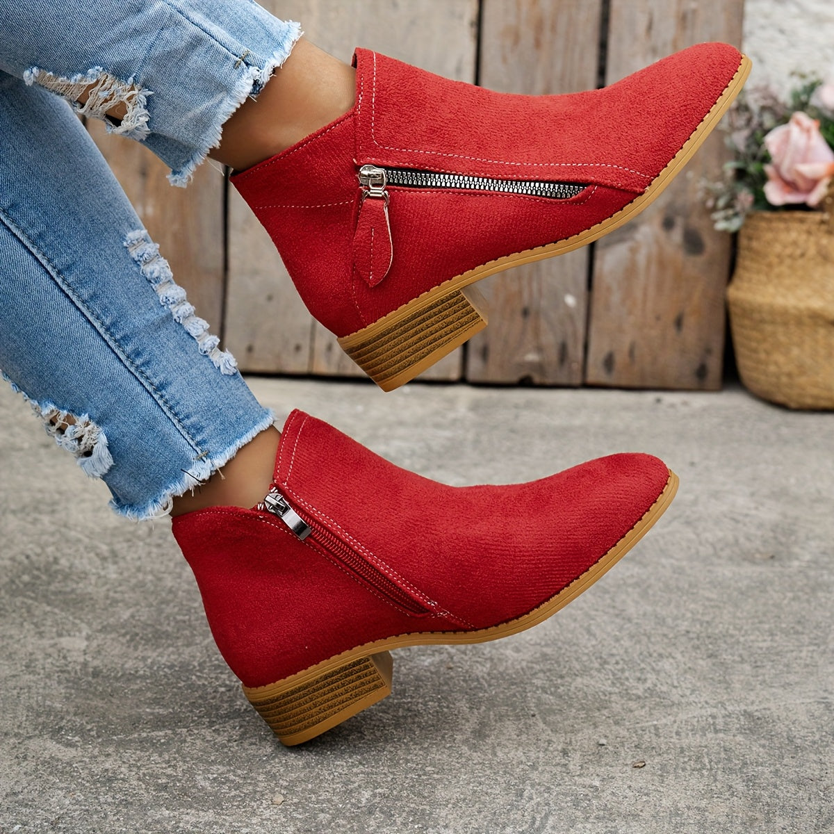 Joëlle - Chaussures Zippées Talon Bloc