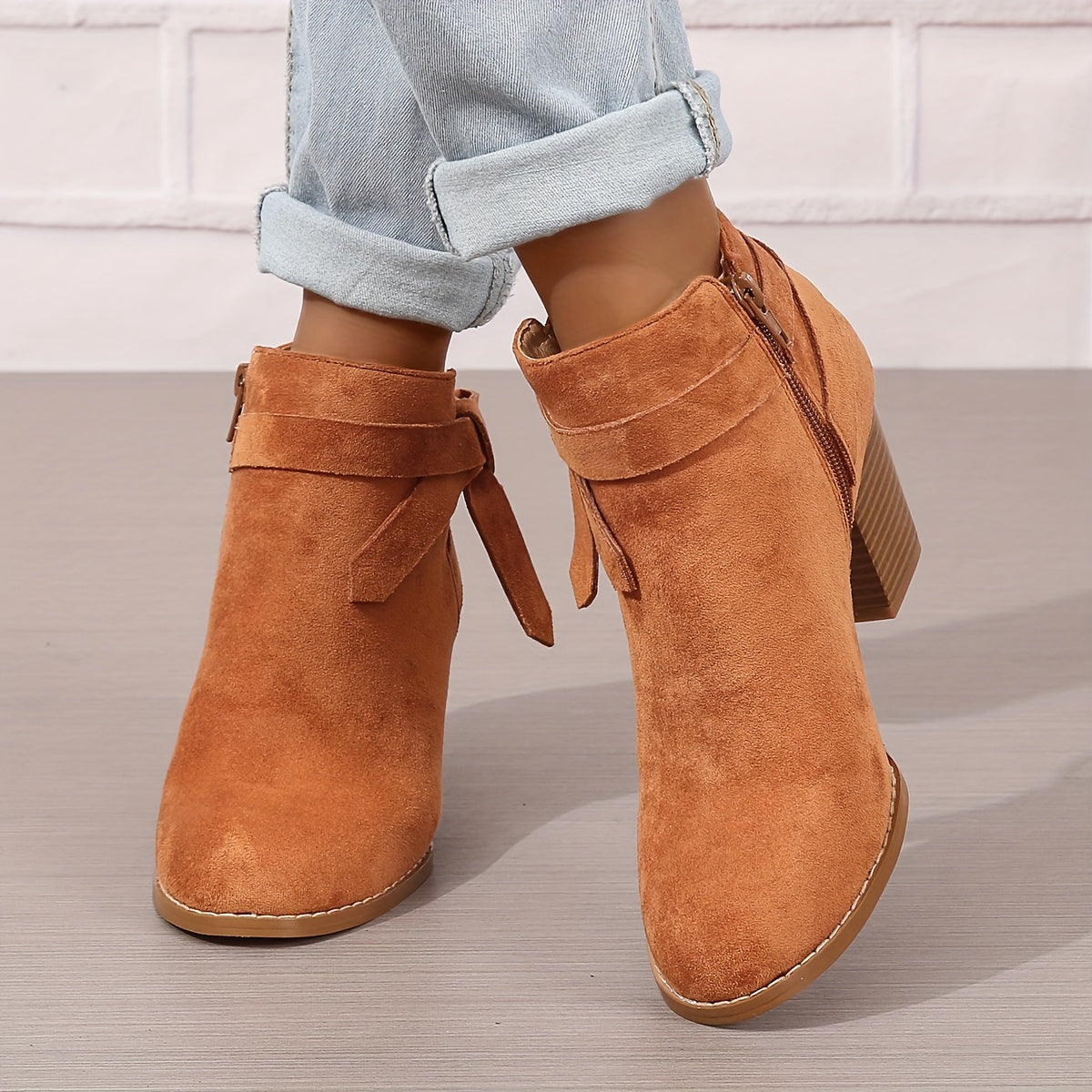Ludivine - Bottines Talon Bloc Noeud