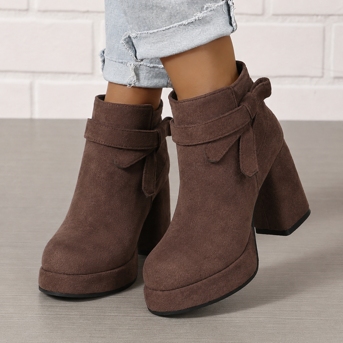 Ludivine - Bottines Talon Bloc Noeud