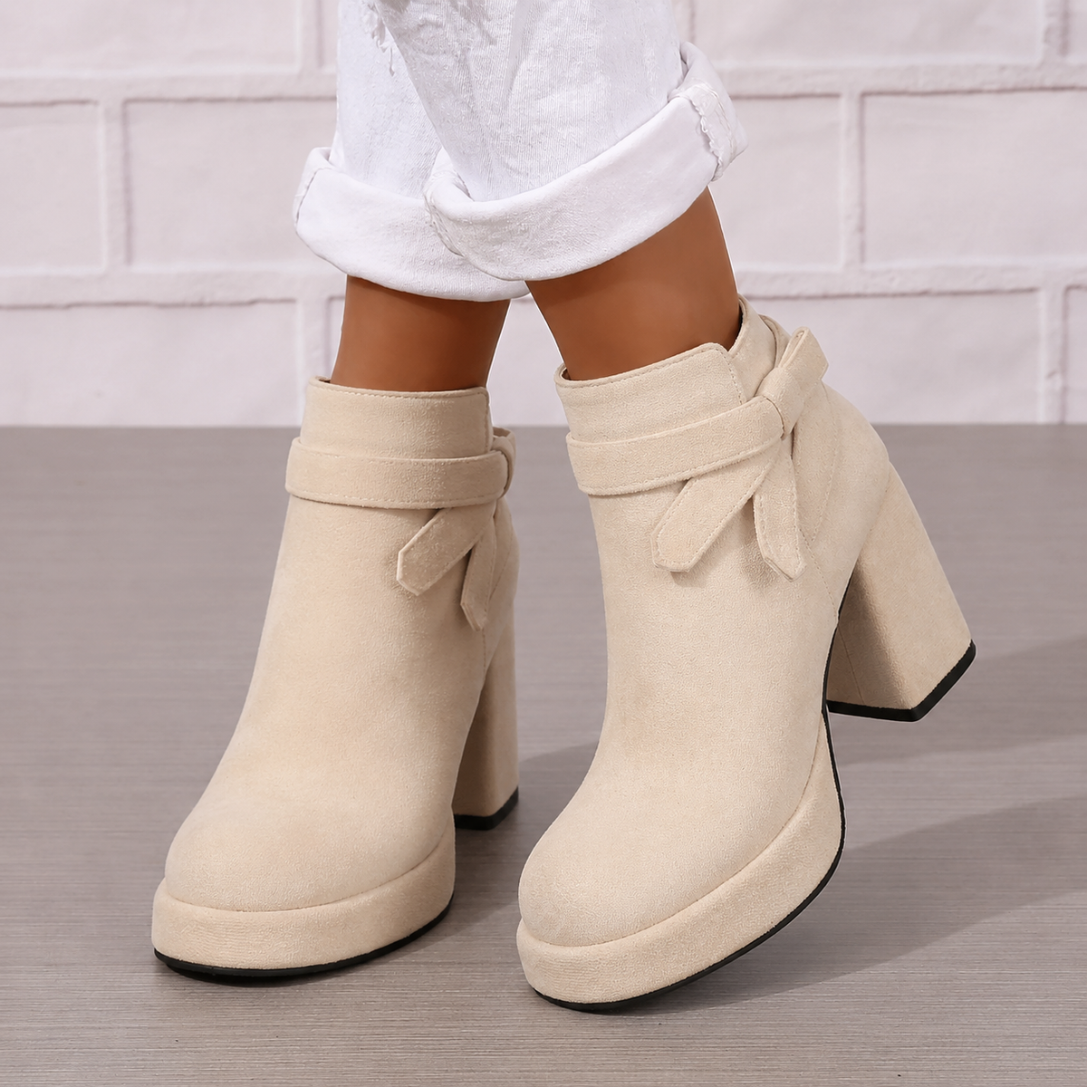 Ludivine - Bottines Talon Bloc Noeud