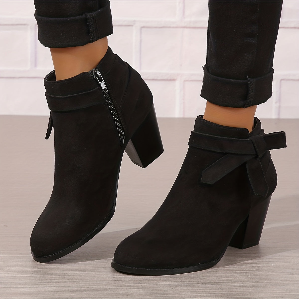 Ludivine - Bottines Talon Bloc Noeud