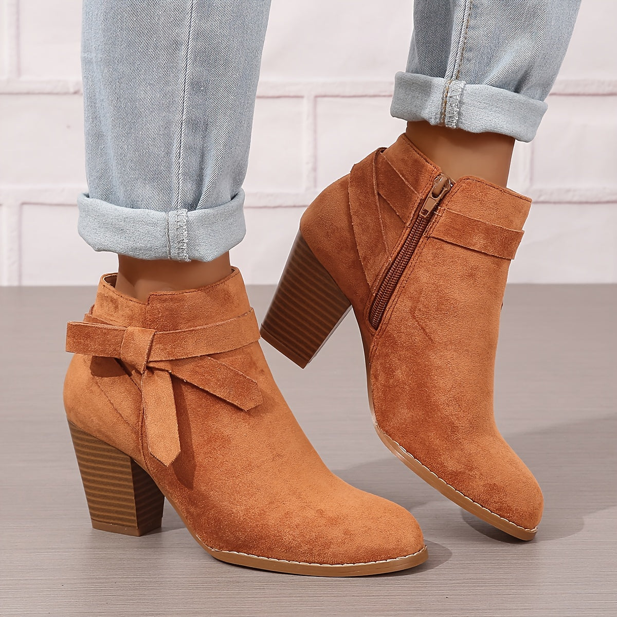 Ludivine - Bottines Talon Bloc Noeud