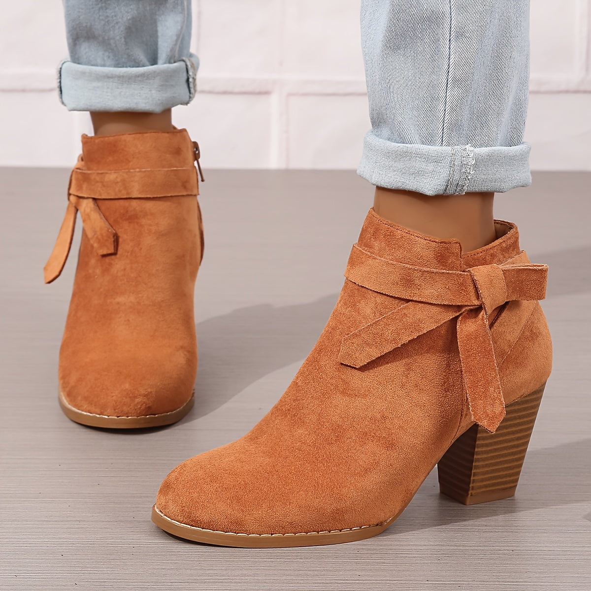Ludivine - Bottines Talon Bloc Noeud