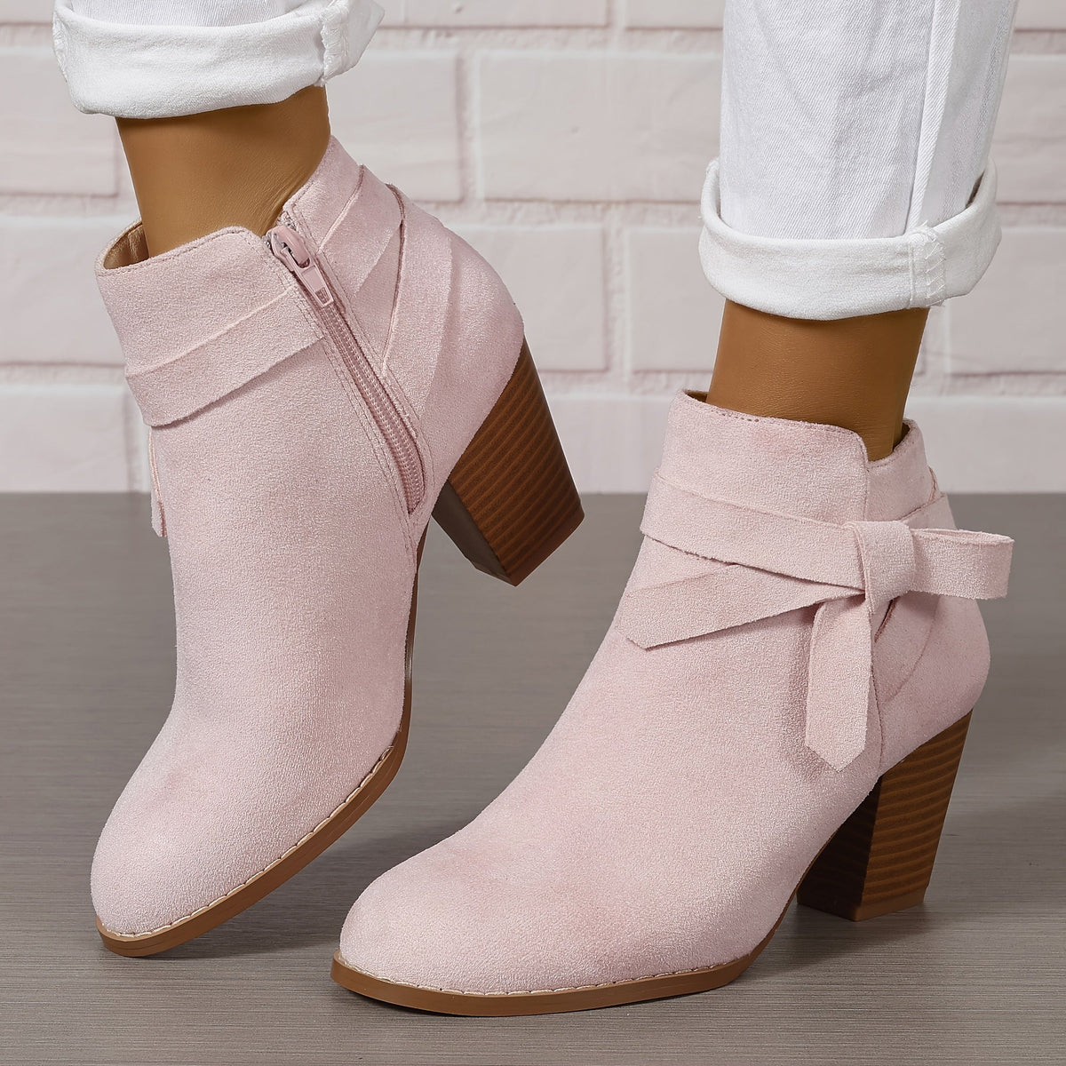 Ludivine - Bottines Talon Bloc Noeud