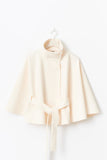 Manteau Cape Femme Col Haut Ceinture à Nœud