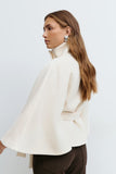 Manteau Cape Femme Col Haut Ceinture à Nœud