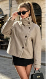 Manteau col montant femme en laine