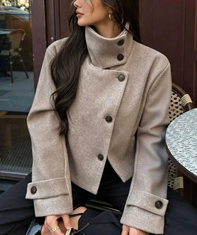 Manteau col montant femme en laine