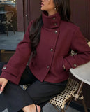 Manteau col montant femme en laine