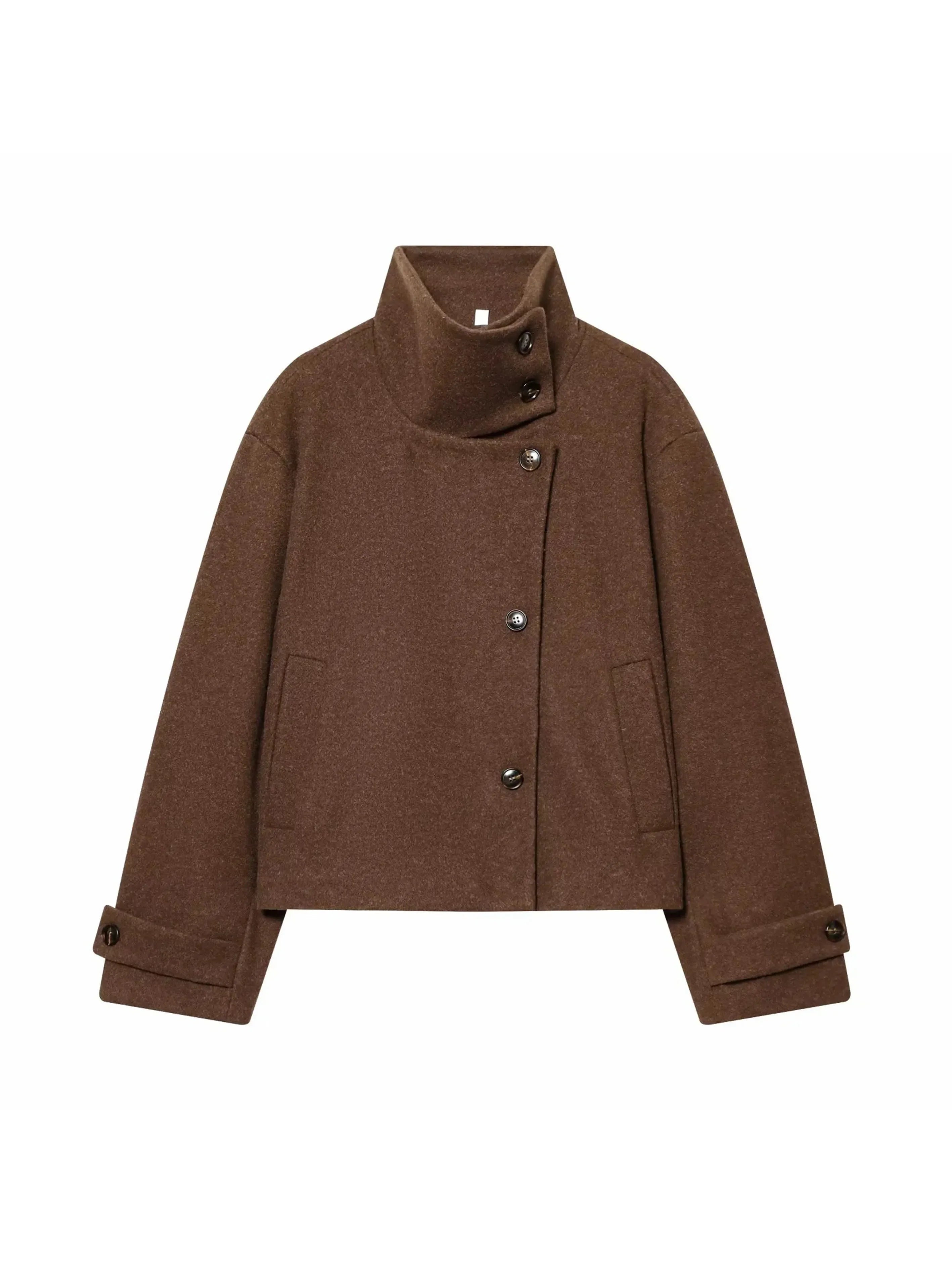 Manteau col montant femme en laine