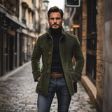 Manteau court col montant homme en velours côtelé