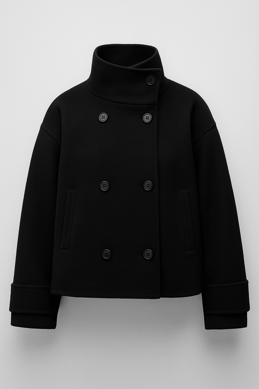 Manteau court femme double boutonnage coupe ajustée