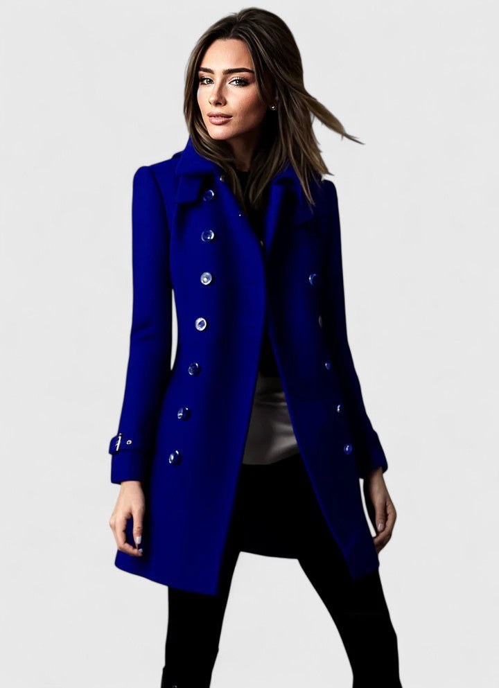 Manteau élégant femme coupe ajustée - Bleu