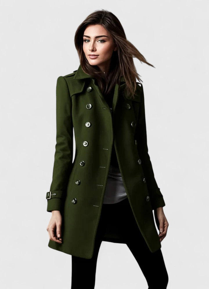 Manteau élégant femme coupe ajustée - Vert