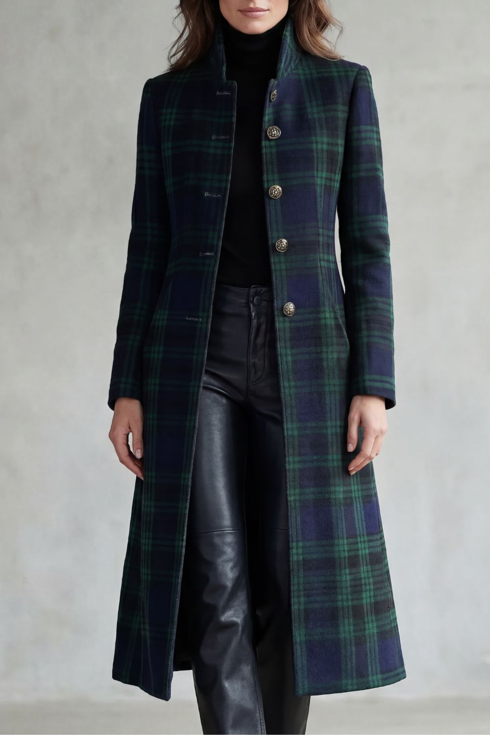 Manteau en laine femme à carreaux chaud - Blackwatch tartan