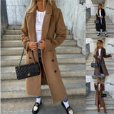 Manteau en laine femme col revers fendu