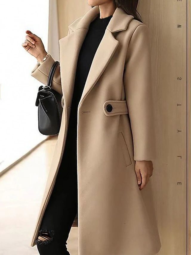 Manteau en laine femme long ceinturé oversize