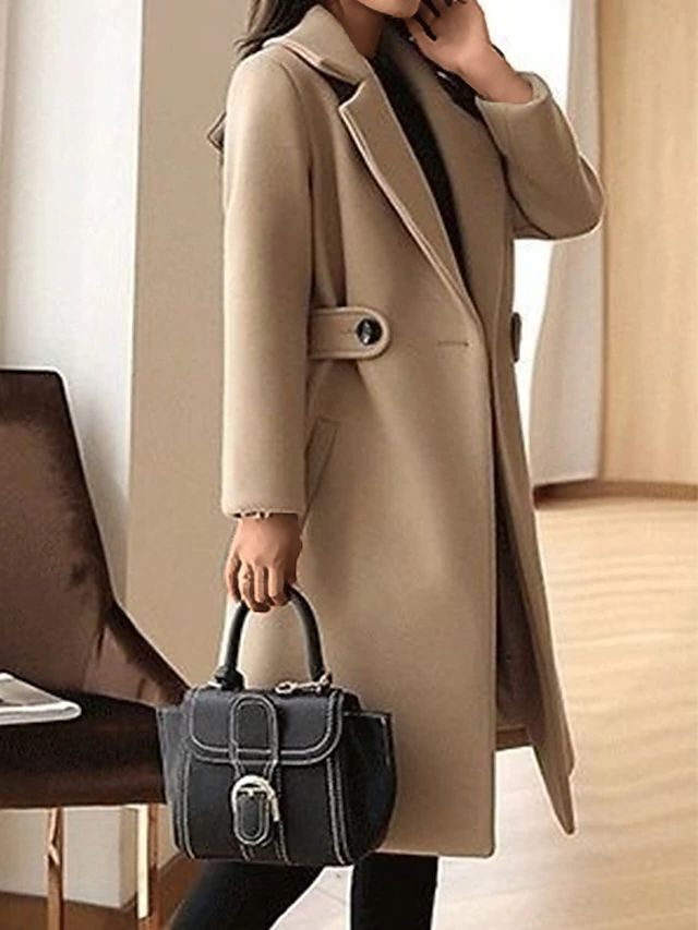 Manteau en laine femme long ceinturé oversize