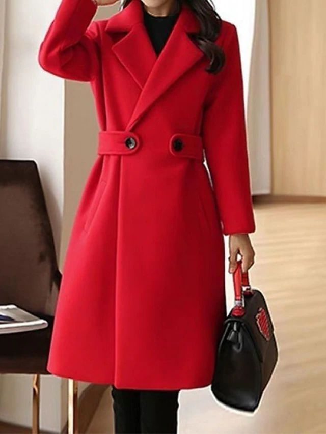 Manteau en laine femme long ceinturé oversize