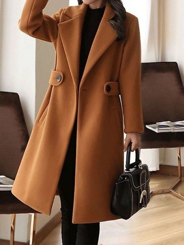 Manteau en laine femme long ceinturé oversize - Marron