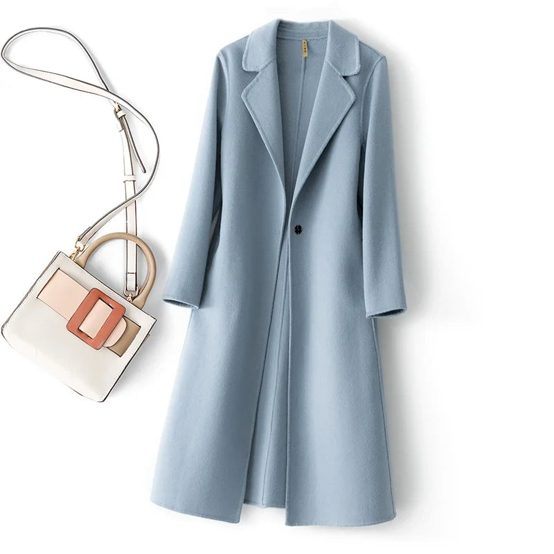 Manteau en laine réversible femme - Blue Gray