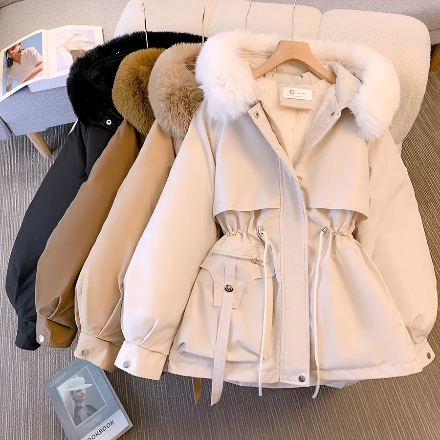 Manteau Hiver Femme Col Montant Capuche Imperméable Chaud