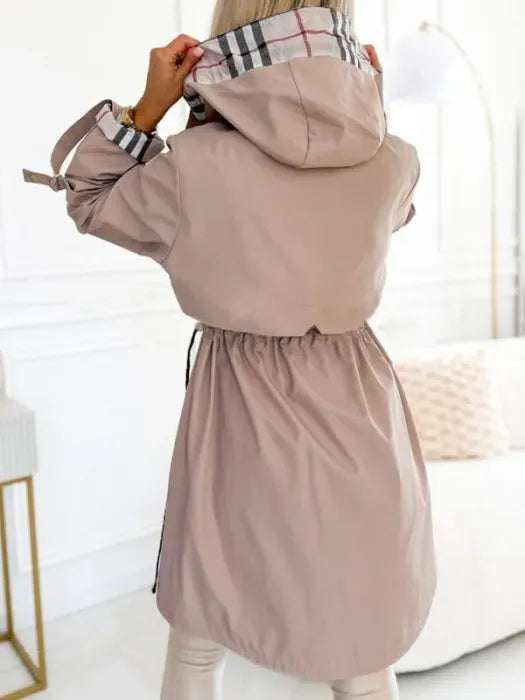 Manteau imperméable femme à capuche zippé