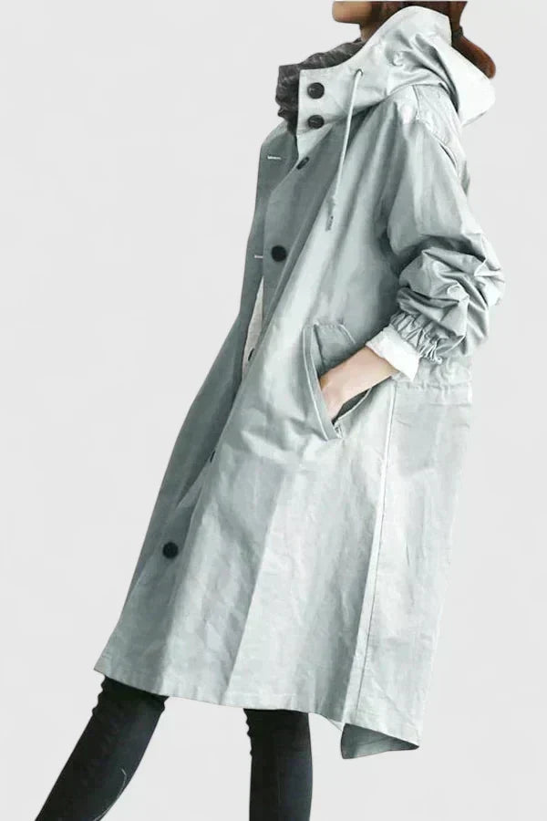 Manteau imperméable femme oversize à capuche ajustable