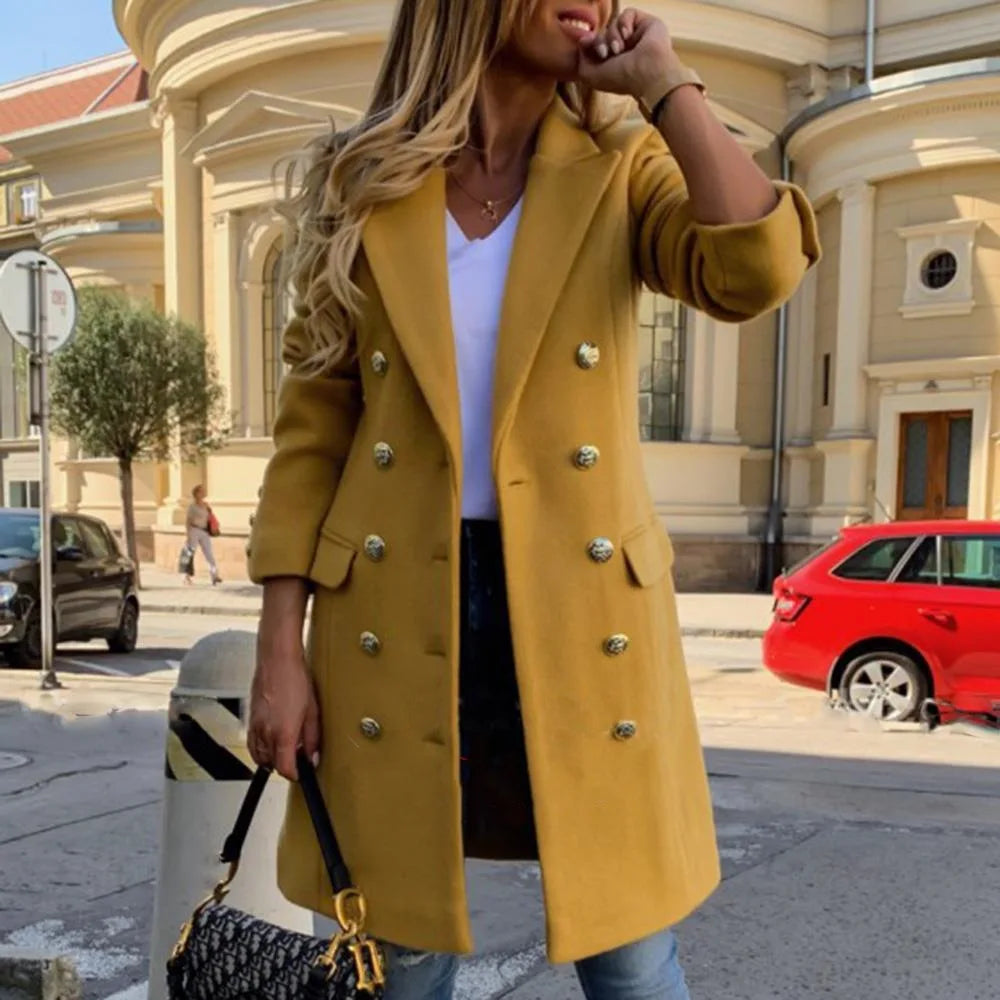 Manteau Long Croisé en Laine Femme - Style 1