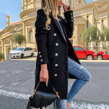 Manteau Long Croisé en Laine Femme