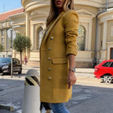 Manteau Long Croisé en Laine Femme