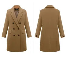 Manteau Long Croisé en Laine Femme