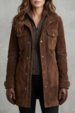 Manteau long en daim femme - Marron