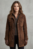 Manteau long en daim femme