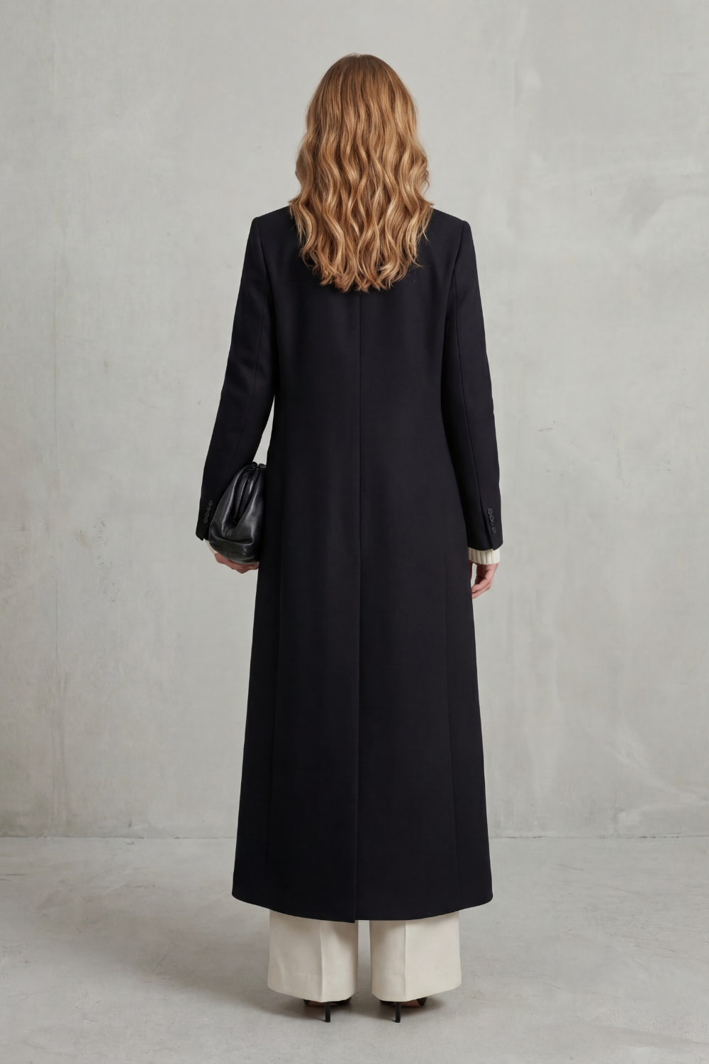 Manteau Long en Laine Femme Coupe Ajustée Chaud