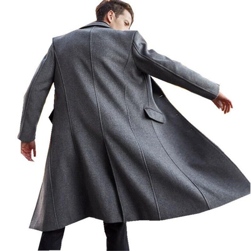 Manteau long en laine homme col cranté
